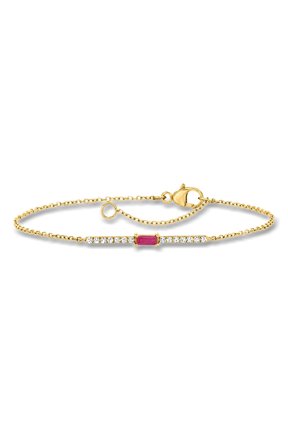 Pure Collection by Ross-Simons 0.10 Carat Ruby and .11 ct. t.w. Diamond Bar Bracelet in 14kt Yellow Gold, Women's, Adult