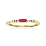 R S PURE RS Pure by Ross-Simons 0.10 Carat Ruby and .19 ct. t.w. Diamond Ring in 14kt Yellow Gold, Women's, Adult