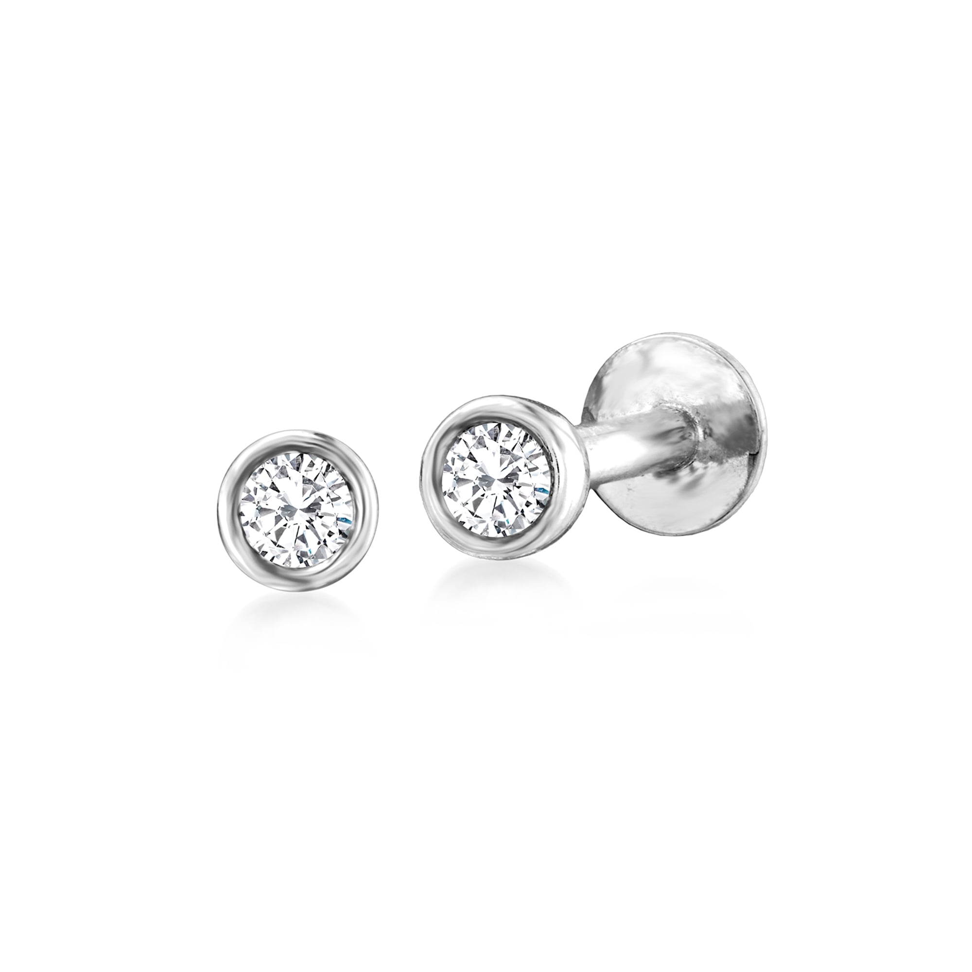 Pure Collection by Ross-Simons 0.10 ct. t.w. Bezel-Set Diamond Flat-Back Stud Earrings in Sterling Silver, Women's, Adult