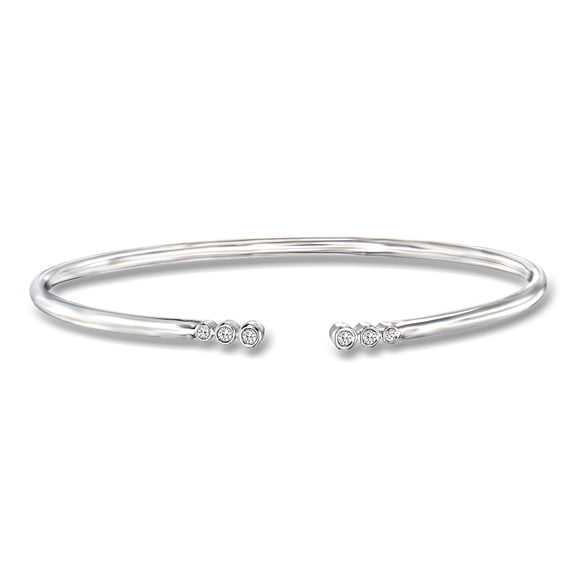 Pure Collection by Ross-Simons 0.10 ct. t.w. Bezel-Set Diamond Open-Space Cuff Bracelet in Sterling Silver, Women's, Adult