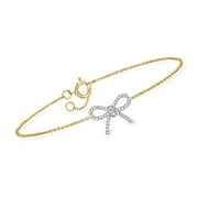 R S PURE Pure Collection by Ross-Simons 0.10 ct. t.w. Diamond Bow Bracelet in 14kt Yellow Gold, Women's, Adult