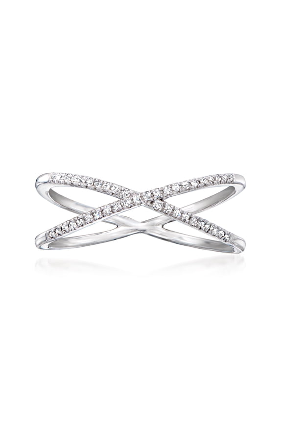Pure Collection by Ross-Simons 0.10 ct. t.w. Diamond Crisscross Ring in Sterling Silver, Women's, Adult