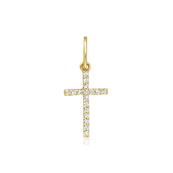 Pure Collection by Ross-Simons 0.10 ct. t.w. Diamond Cross Charm in 14kt Yellow Gold, Women's, Adult