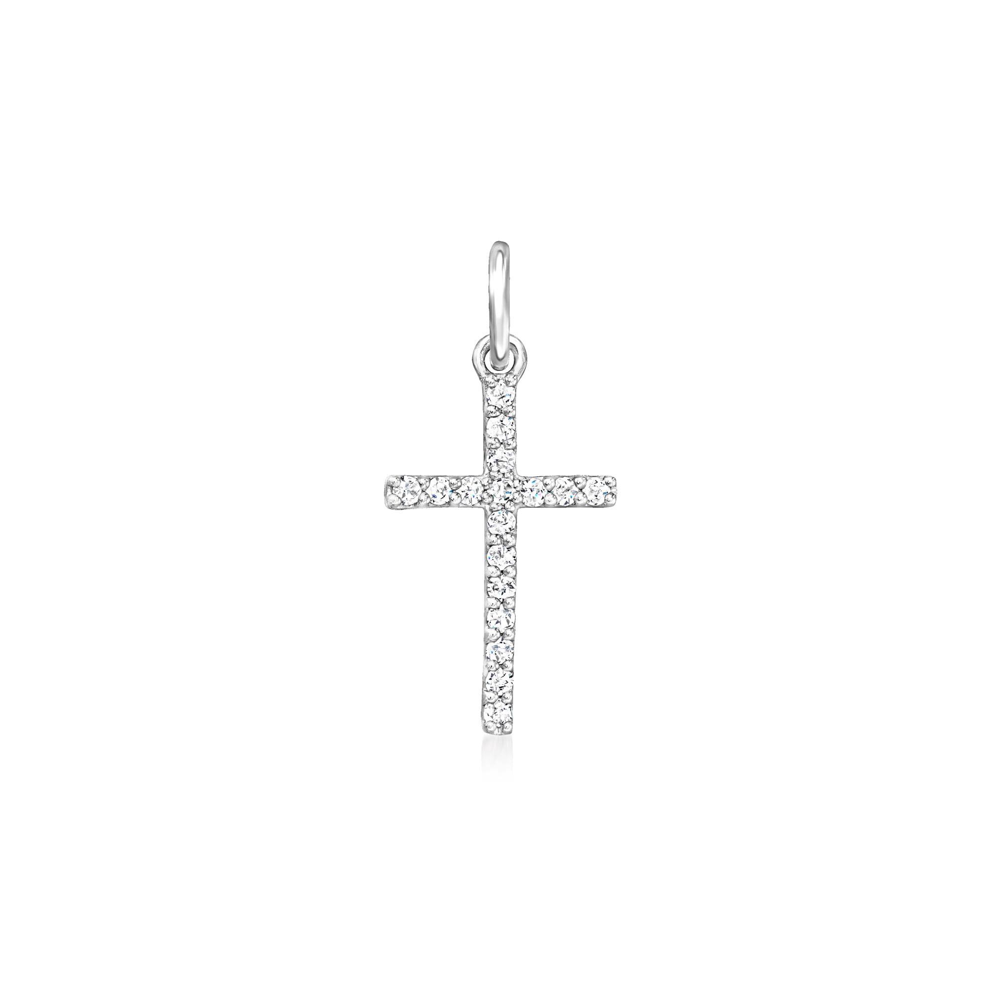 RS PURE Pure Collection by Ross-Simons 0.10 ct. t.w. Diamond Cross Charm in Sterling Silver, Women's, Adult