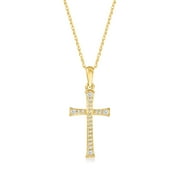 RS Pure by Ross-Simons 0.10 ct. t.w. Diamond Cross Pendant Necklace in 14kt Yellow Gold, Women's, Adult