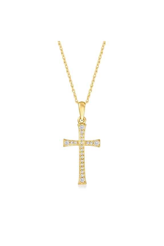 Pure Collection by Ross-Simons 0.10 ct. t.w. Diamond Cross Pendant Necklace in 14kt Yellow Gold, Women's, Adult