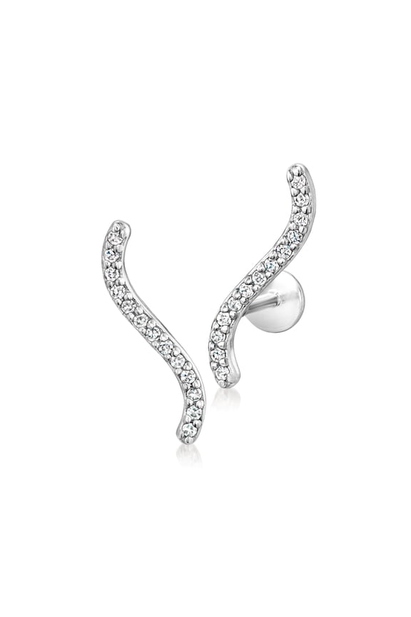 Pure Collection by Ross-Simons 0.10 ct. t.w. Diamond Curved Ear Climbers in Sterling Silver, Women's, Adult