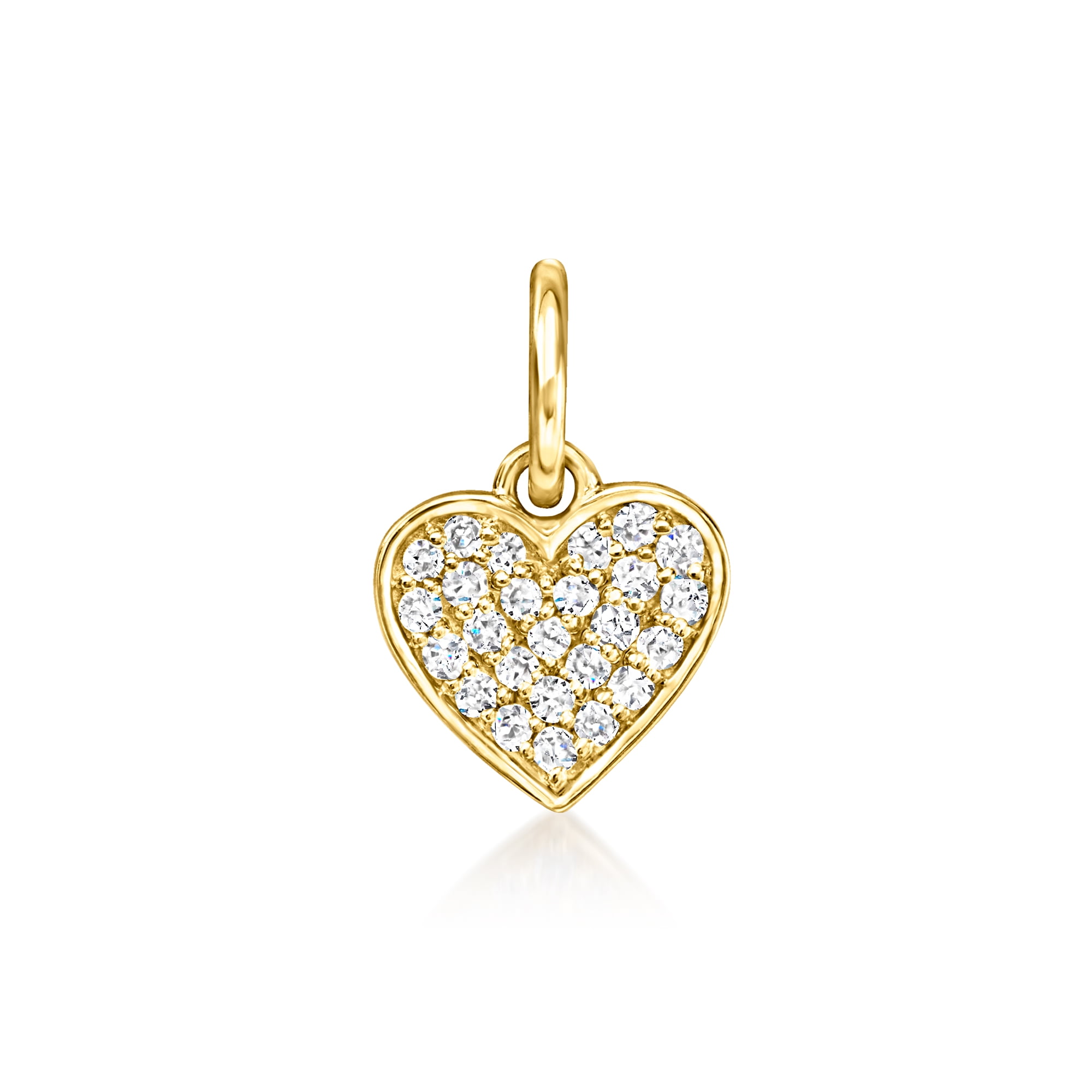 RS PURE Pure Collection by Ross-Simons 0.10 ct. t.w. Diamond Heart Charm in 14kt Yellow Gold, Women's, Adult