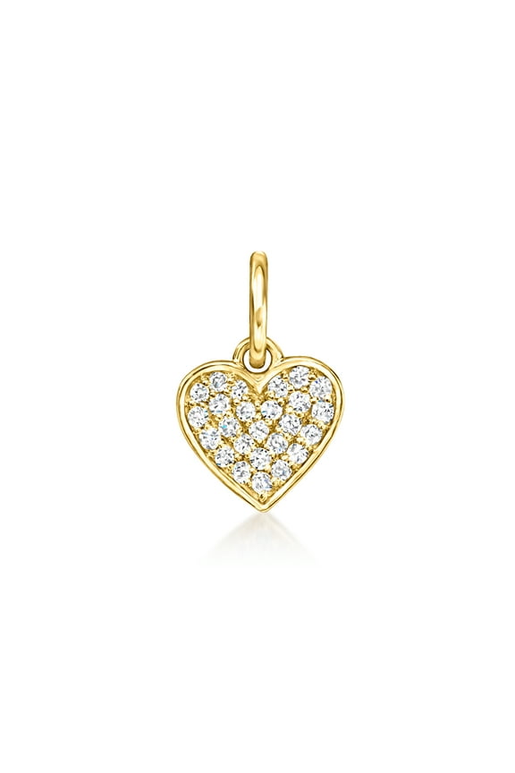 Pure Collection by Ross-Simons 0.10 ct. t.w. Diamond Heart Charm in 14kt Yellow Gold, Women's, Adult