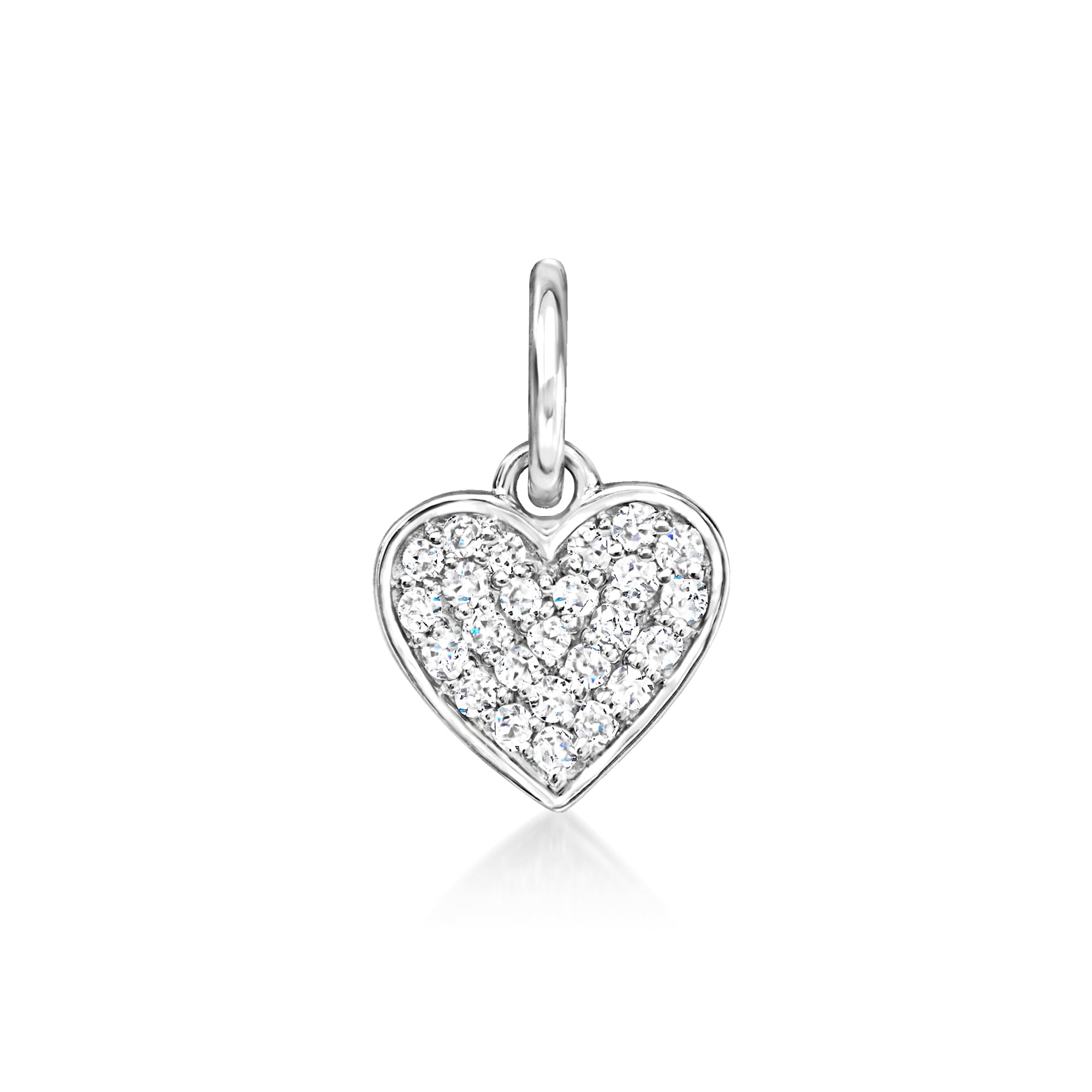 RS PURE Pure Collection by Ross-Simons 0.10 ct. t.w. Diamond Heart Charm in Sterling Silver, Women's, Adult