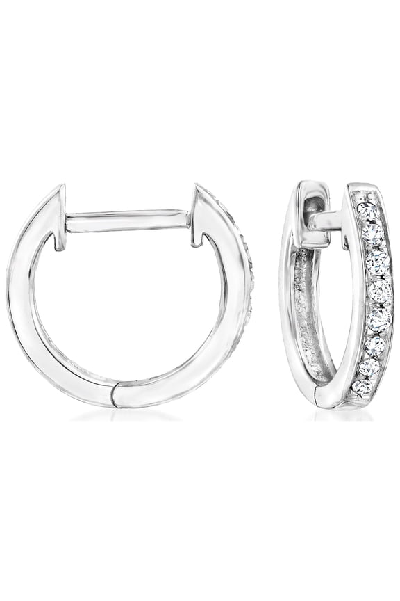 Pure Collection by Ross-Simons 0.10 ct. t.w. Diamond Huggie Hoop Earrings in Sterling Silver, Women's, Adult