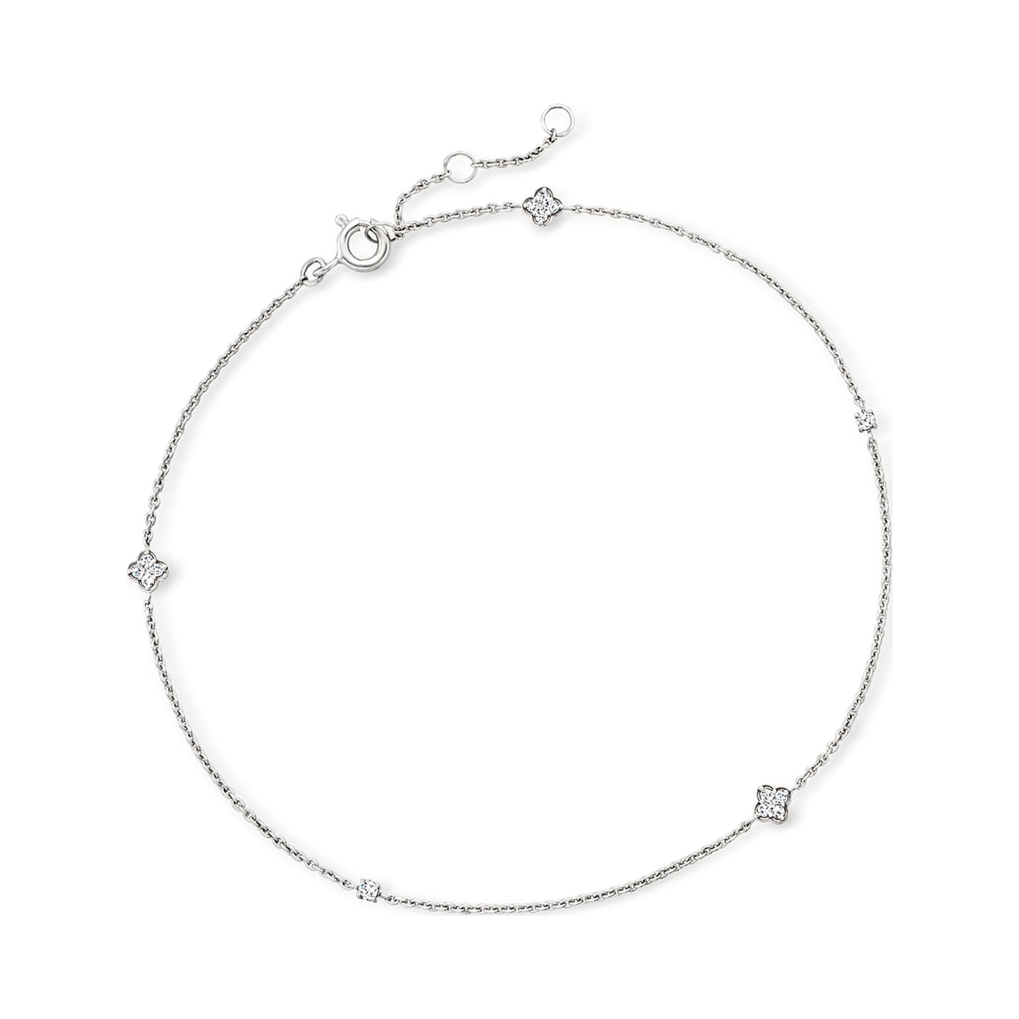 Pure Collection by Ross-Simons 0.15 ct. t.w. Diamond Anklet in Sterling Silver, Women's, Adult