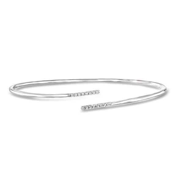 Pure Collection by Ross-Simons 0.15 ct. t.w. Diamond Bypass Bangle Bracelet in Sterling Silver, Women's, Adult