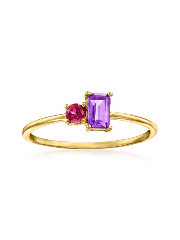 Pure Collection by Ross-Simons 0.20 Carat Amethyst and .10 Carat Rhodolite Garnet Ring in 14kt Yellow Gold, Women's, Adult