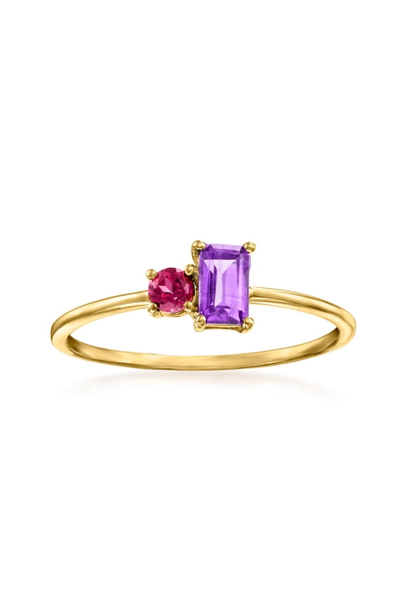 Pure Collection by Ross-Simons 0.20 Carat Amethyst and .10 Carat Rhodolite Garnet Ring in 14kt Yellow Gold, Women's, Adult