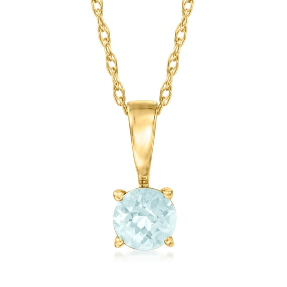 Pure Collection by Ross-Simons 0.20 Carat Aquamarine Pendant Necklace in 14kt Yellow Gold, Women's, Adult