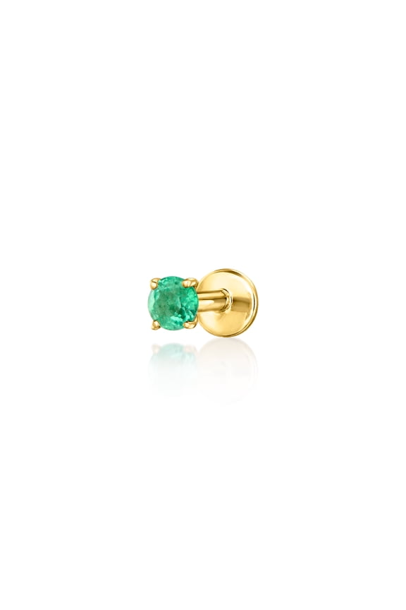 Pure Collection by Ross-Simons 0.20 Carat Emerald Single Flat-Back Stud Earring in 14kt Yellow Gold, Women's, Adult