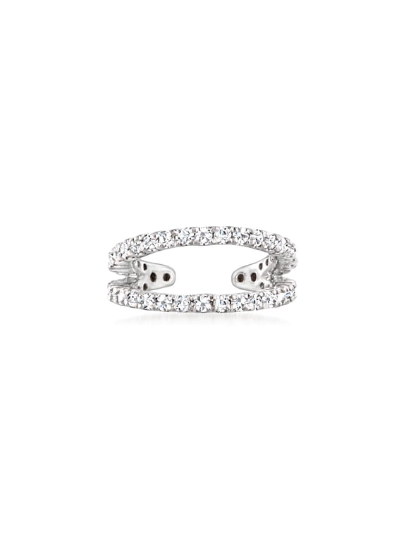 Pure Collection by Ross-Simons 0.20 ct. t.w. Diamond 2-Row Single Ear Cuff in Sterling Silver, Women's, Adult