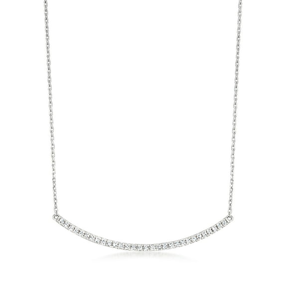 Pure Collection by Ross-Simons 0.20 ct. t.w. Diamond Curved Bar Necklace in Sterling Silver, Women's, Adult