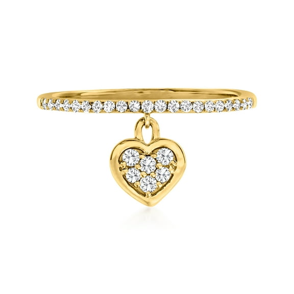Pure Collection by Ross-Simons 0.20 ct. t.w. Diamond Heart Charm Ring in 14kt Yellow Gold, Women's, Adult