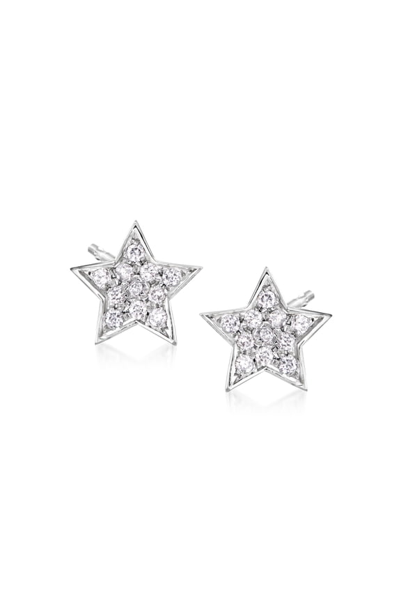 Pure Collection by Ross-Simons 0.20 ct. t.w. Diamond Star Stud Earrings in Sterling Silver, Women's, Adult