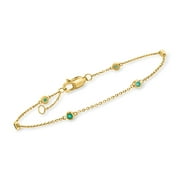 RS Pure by Ross-Simons 0.20 ct. t.w. Emerald Station Bracelet in 14kt Yellow Gold, Women's, Adult