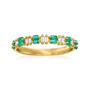 R S PURE RS Pure by Ross-Simons 0.20 ct. t.w. Emerald and .10 ct. t.w. Diamond Ring in 14kt Yellow Gold, Women's, Adult