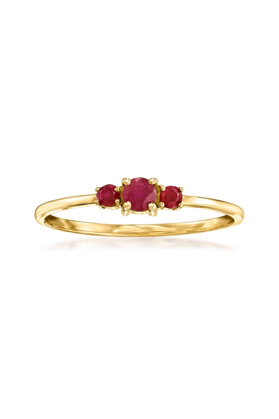 Pure Collection by Ross-Simons 0.20 ct. t.w. Ruby 3-Stone Ring in 14kt Yellow Gold, Women's, Adult