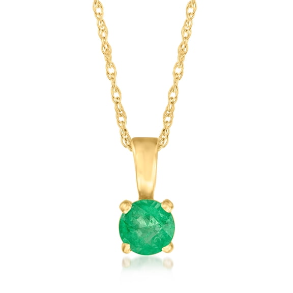 Pure Collection by Ross-Simons 0.22 Carat Emerald Pendant Necklace in 14kt Yellow Gold, Women's, Adult