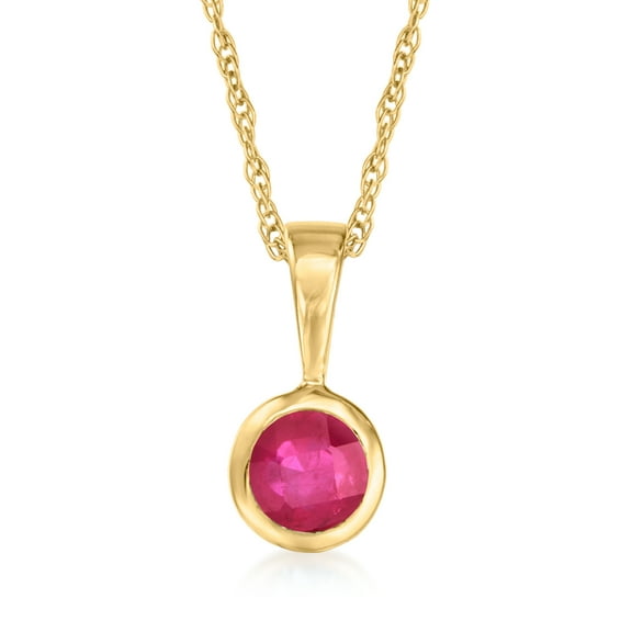 Pure Collection by Ross-Simons 0.29 Carat Ruby Pendant Necklace in 14kt Yellow Gold, Women's, Adult