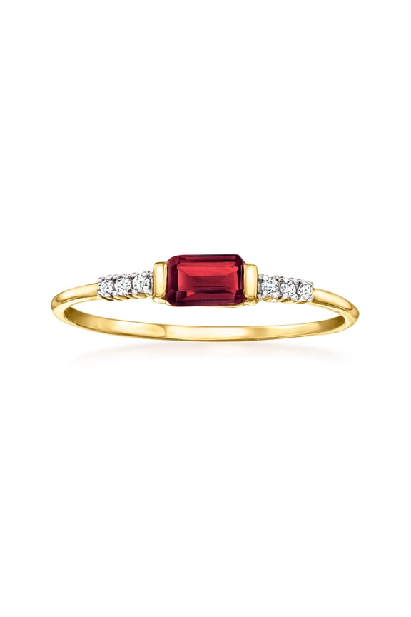 Pure Collection by Ross-Simons 0.30 Carat Garnet Ring With Diamond Accents in 14kt Yellow Gold, Women's, Adult