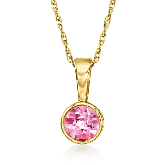 Pure Collection by Ross-Simons 0.30 Carat Pink Topaz Pendant Necklace in 14kt Yellow Gold, Women's, Adult