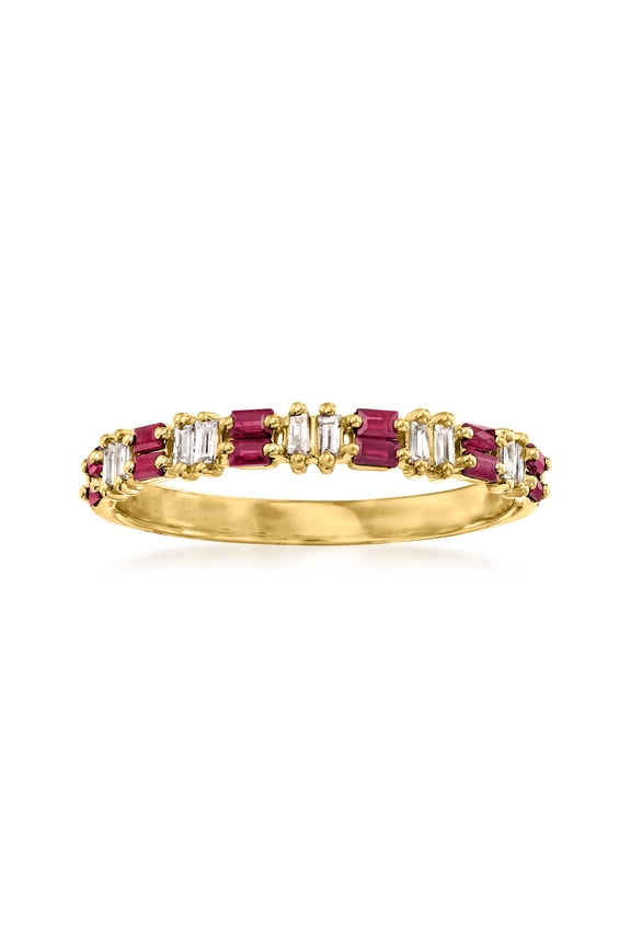 Pure Collection by Ross-Simons 0.30 ct. t.w. Ruby and .11 ct. t.w. Diamond Ring in 14kt Yellow Gold, Women's, Adult