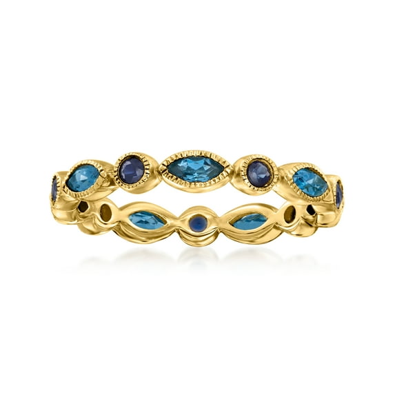 Pure Collection by Ross-Simons 0.70 ct. t.w. London Blue Topaz and .30 ct. t.w. Sapphire Geometric Ring, Women's, Adult
