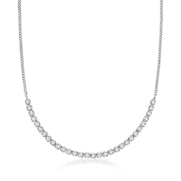 Pure Collection by Ross-Simons 1.00 ct. t.w. Diamond Half-Tennis Necklace in Sterling Silver, Women's, Adult