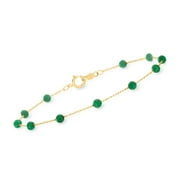 RS Pure by Ross-Simons 1.60 ct. t.w. Emerald Bead Station Bracelet in 14kt Yellow Gold, Women's, Adult
