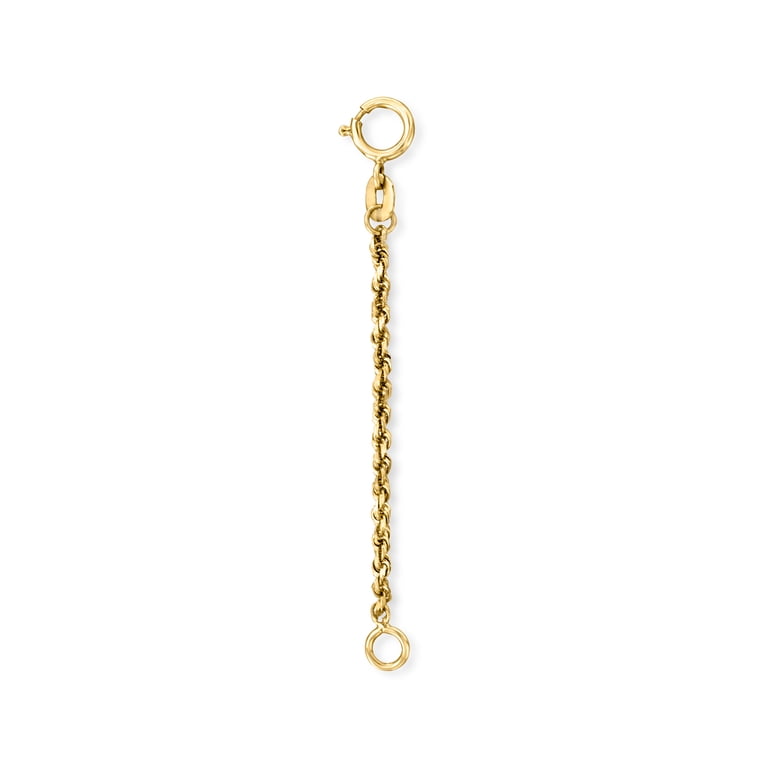 14K Yellow Gold Cable Chain Necklace Extender – 1.5mm, Real Gold, Spring Ring Closure, USA Made