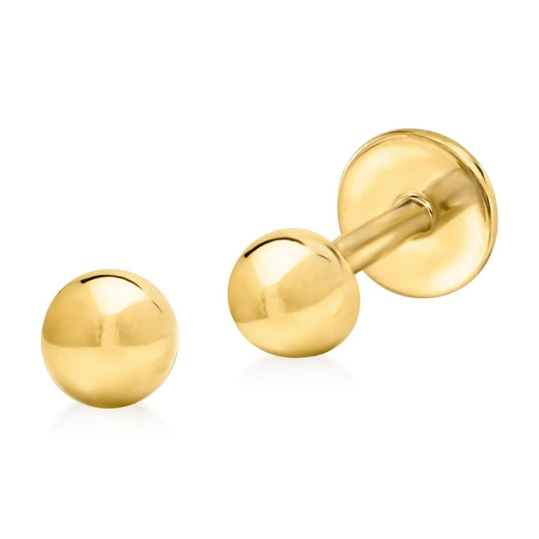 RS Pure by Ross-Simons 14kt Yellow Gold Ball Flat-Back Stud