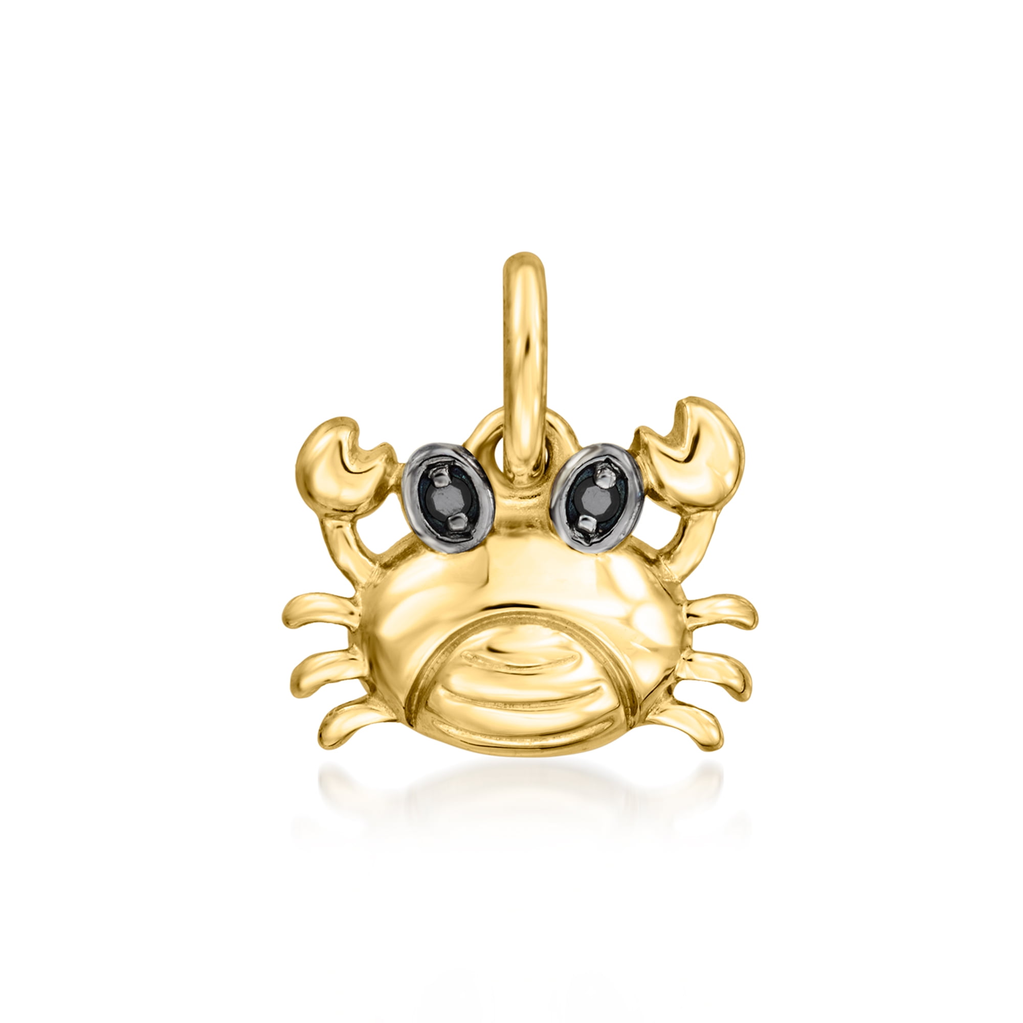 R S PURE Pure Collection by Ross-Simons 14kt Yellow Gold Crab Charm With Black Diamonds, Women's, Adult