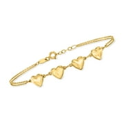RS Pure by Ross-Simons 14kt Yellow Gold Heart Station Bracelet, Women's, Adult