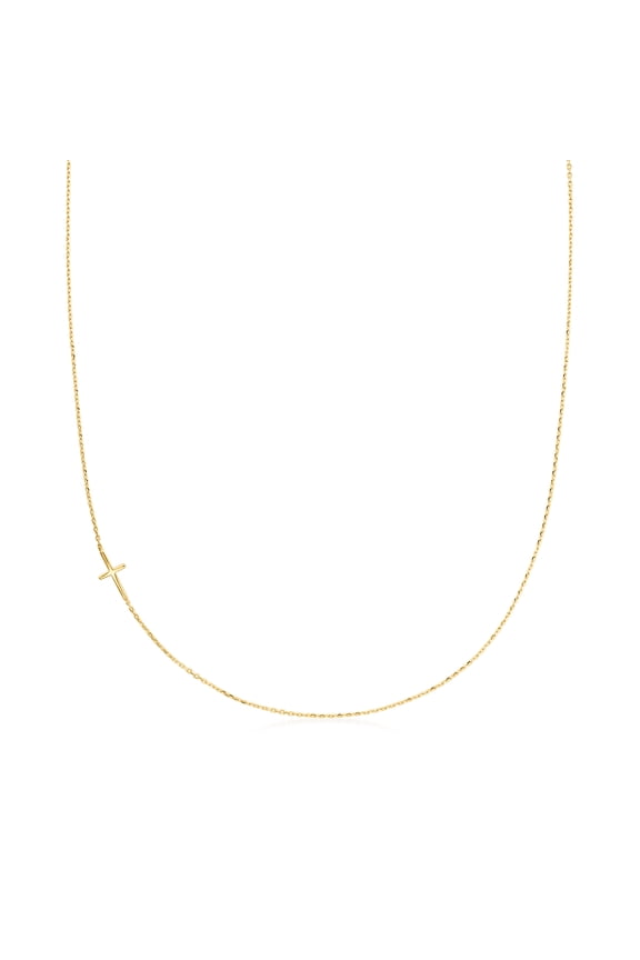Pure Collection by Ross-Simons 14kt Yellow Gold Sideways Cross Necklace, Women's, Adult