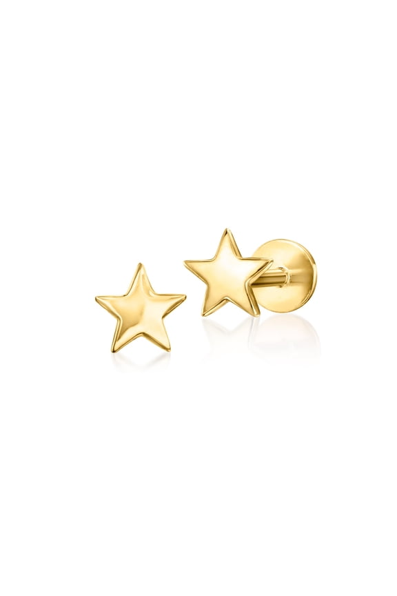Pure Collection by Ross-Simons 14kt Yellow Gold Star Flat-Back Stud Earrings, Women's, Adult