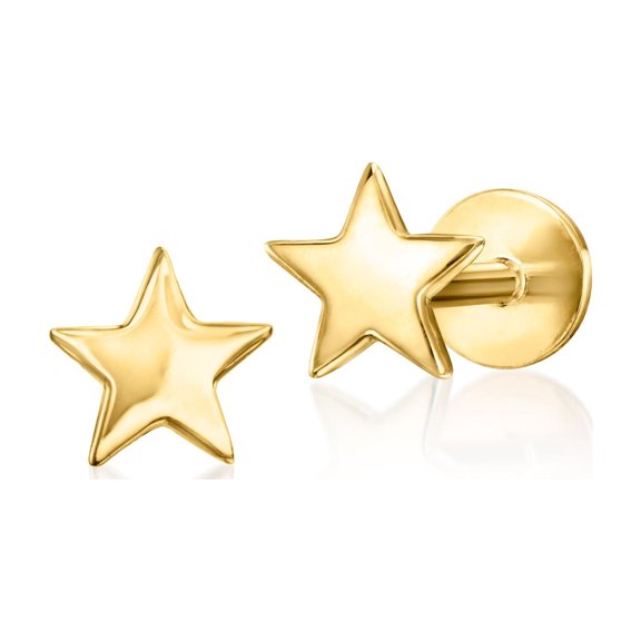 Pure Collection by Ross-Simons 14kt Yellow Gold Star Flat-Back Stud Earrings, Women's, Adult