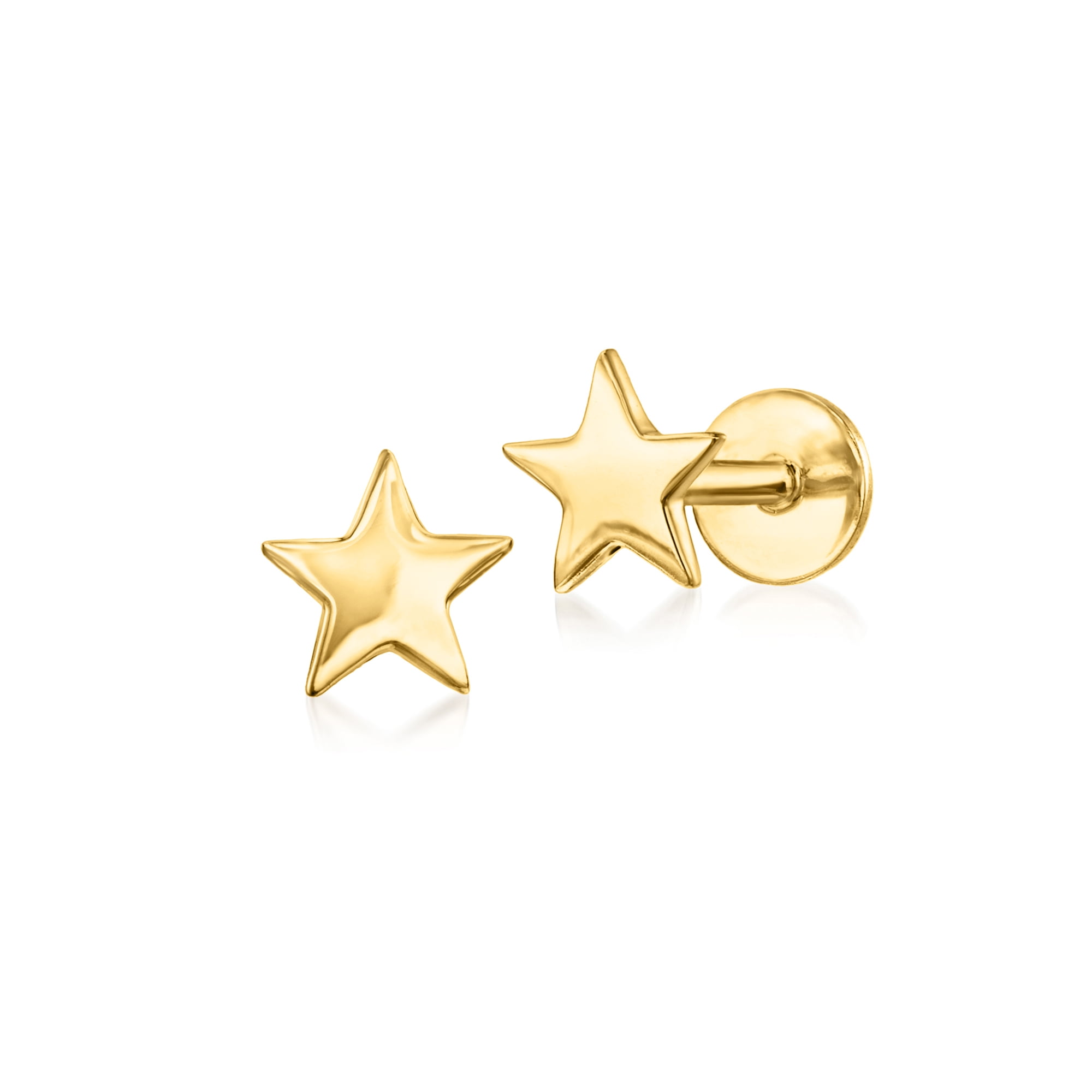 RS Pure by Ross-Simons 14kt Yellow Gold Star Flat-Back Stud Earrings, Women's, Adult