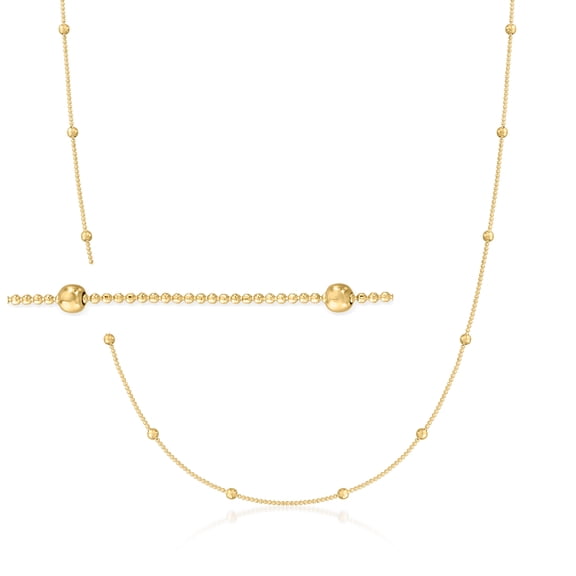 Pure Collection by Ross-Simons 2mm 14kt Yellow Gold Bead Station Necklace, Women's, Adult