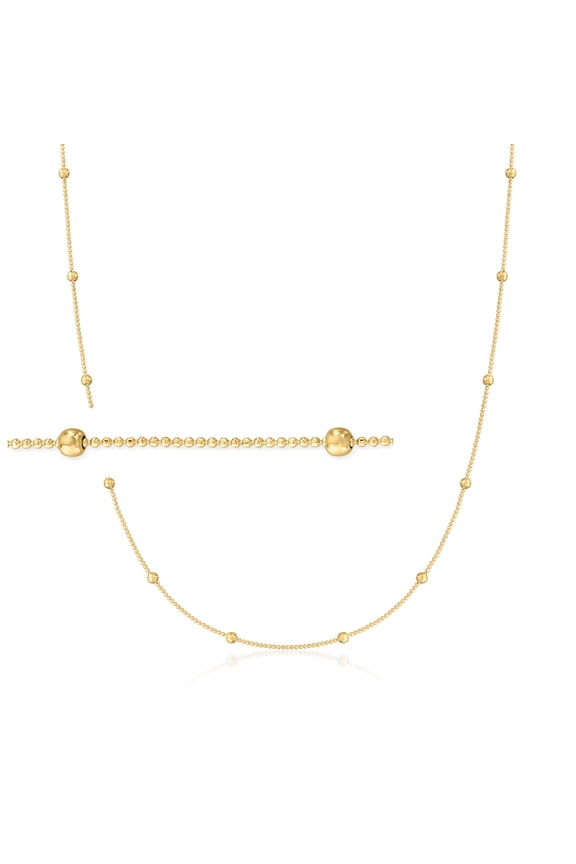 Pure Collection by Ross-Simons 2mm 14kt Yellow Gold Bead Station Necklace, Women's, Adult