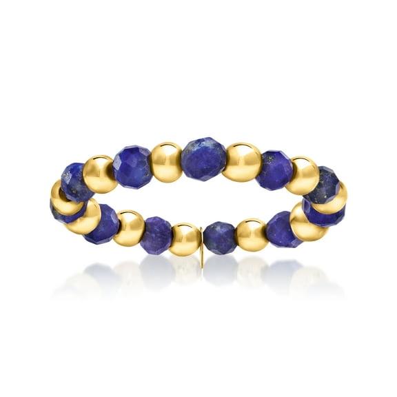 Pure Collection by Ross-Simons 3-3.5mm Lapis Bead Stretch Ring With 14kt Yellow Gold, Women's, Adult