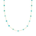 thumbnail image 1 of Pure Collection by Ross-Simons 3-3.5mm Turquoise Bead Station Necklace in 14kt Yellow Gold, Women's, Adult, 1 of 6