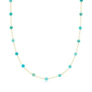 R S PURE Pure Collection by Ross-Simons 3-3.5mm Turquoise Bead Station Necklace in 14kt Yellow Gold, Women's, Adult