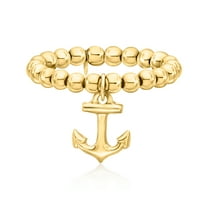 Pure Collection by Ross-Simons 3mm 14kt Yellow Gold Bead Stretch Ring With Anchor Charm, Women's, Adult